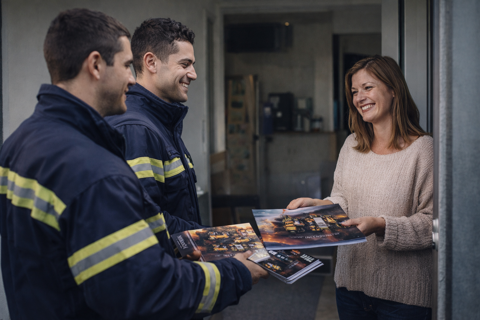 Tournée du calendrier pompier en porte à porte